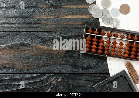 japanese style of bamboo abacus on the desk Stock Photo