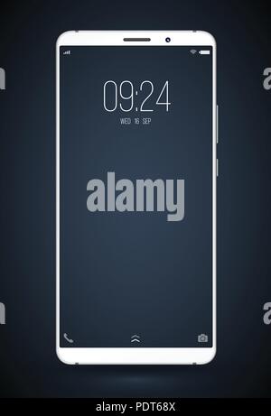Smartphone railistic mockup transparent screen easy place demo on screen. Vector illustration. Stock Vector