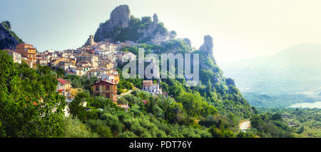 Impressive Pennadomo village,panoramic view,Abruzzo,Italy. Stock Photo
