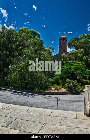 Winthrop Hall Tower from Lawrence Wilson Gallery Stock Photo