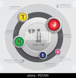 Vector circle business concepts with icons can use for infographic loop business report or plan, modern template, education template, business brochur Stock Vector