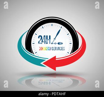 24 hours services banner. Vector illustration. Stock Vector