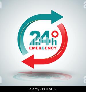 24 hours services banner. Vector illustration. Stock Vector