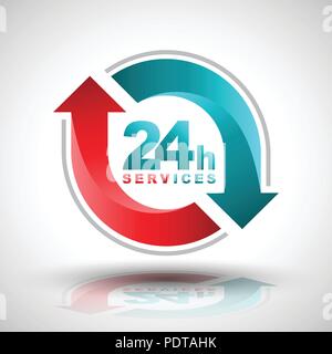 24 hours services banner. Vector illustration. Stock Vector