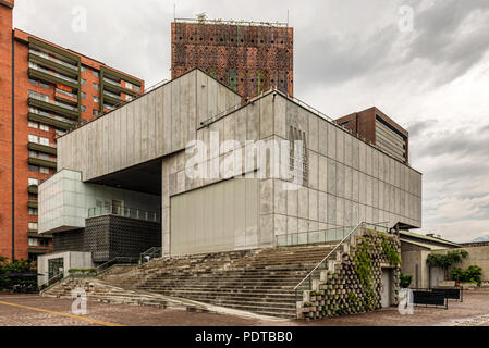 Medellin, Colombia - March 29, 2018: Futuristic architecture of the Museum of modern art building in Medellin, Colombia. Stock Photo