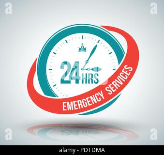 Twenty four hour everyday. Vector illustration. Can use for service advertising. Stock Vector