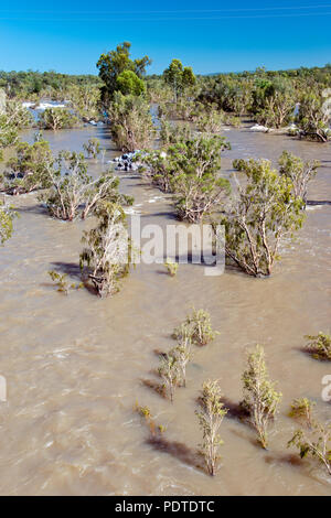 The flooded Einasleigh River during the wet season in the outback of Queensland, Australia. Stock Photo