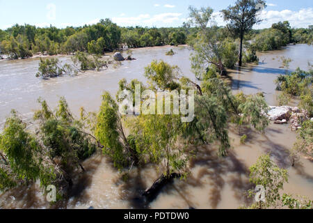 The flooded Einasleigh River during the wet season in the outback of Queensland, Australia. Stock Photo