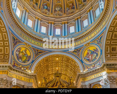 Vatican city, Vatican - October 12, 2016: Ornate interior of the Saint Peter's Basilica in Vatican City Stock Photo