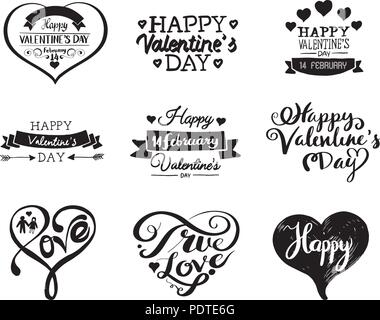 Valentine's Day Labels and Cards Set, Heart Icons Symbols, Greetings Cards Stock Vector