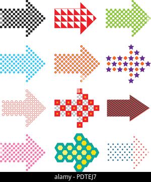 Arrow sign icon set. Simple circle shape internet buttons on white. Flat icons for Web and Mobile Applications. Vector illustration. Stock Vector