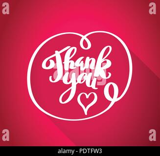 Thank you lettering with Christmas tree on red background. Vector illustration. Stock Vector
