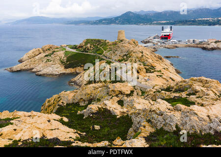 Île de la Pietra (Pietra Island), L'Île-Rousse, Corsica, France Stock Photo