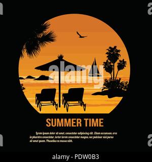 Summer time theme poster design, vector illustration Stock Vector
