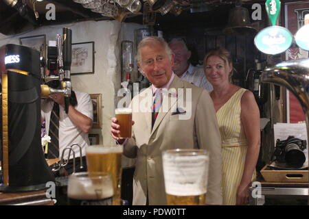 Prince of Wales Visits St Digain Church, Llangernyw, North Wales Stock Photo