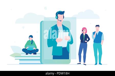 Technical support - flat design style colorful illustration Stock Vector