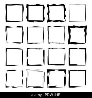 Grunge frames. Geometric square empty borders. Vector illustration. Stock Vector