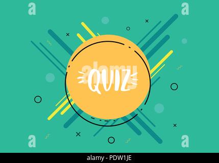 Contest card with round frame and geometric composition. Retro banner with handwritten text. Vector illustration. Stock Vector