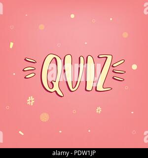 Quiz card. Retro banner with handwritten text. Vector illustration. Stock Vector