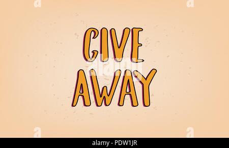 Giveaway retro card with handwritten lettering. Template for social media. Vector illustration. Stock Vector