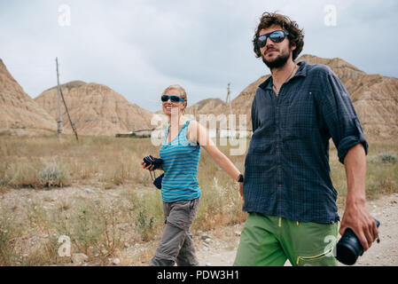 A couple having fun in Kyrgyzstan Stock Photo