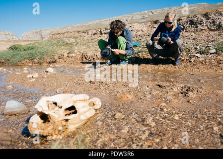A couple having fun in Kyrgyzstan Stock Photo