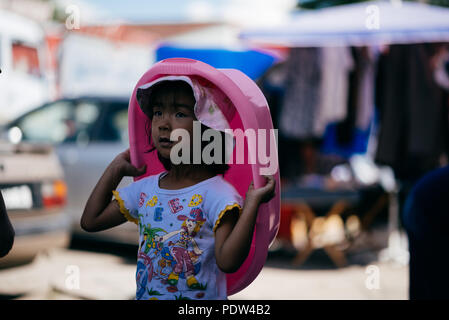 People on the streets of Karakol, Kyrgyzstan Stock Photo