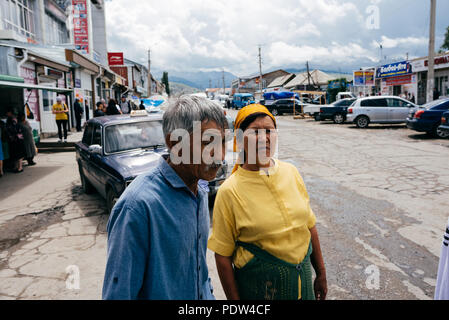 People on the streets of Karakol, Kyrgyzstan Stock Photo