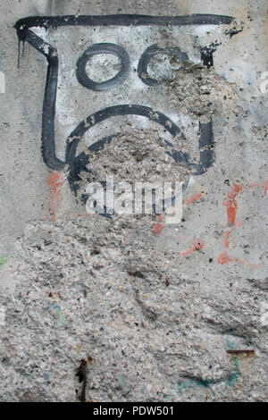 Murals painted along original sections of the Berlin Wall, Germany. Stock Photo