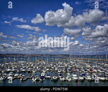 GB - DEVON: Brixham Marina with Torbay in Background Stock Photo