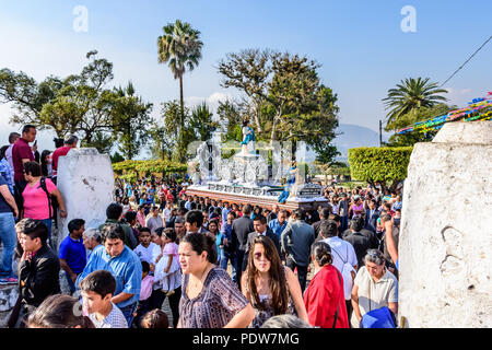 San Juan del Obispo, Guatemala -  January 1, 2017: Catholic procession on New Year's Day in village near UNESCO World Heritage Site of Antigua. Stock Photo