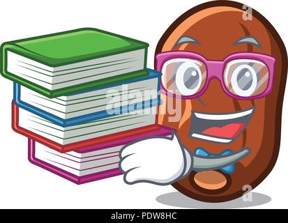 Student with book dates fruit mascot cartoon Stock Vector