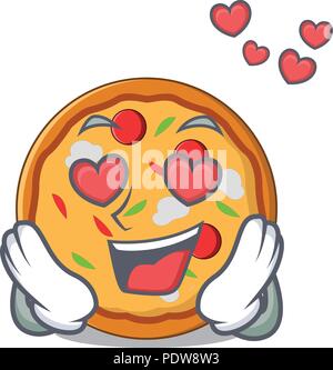 In love pizza mascot cartoon style Stock Vector