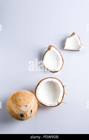 Collection of coconut pieces isolated on a white background Stock Photo