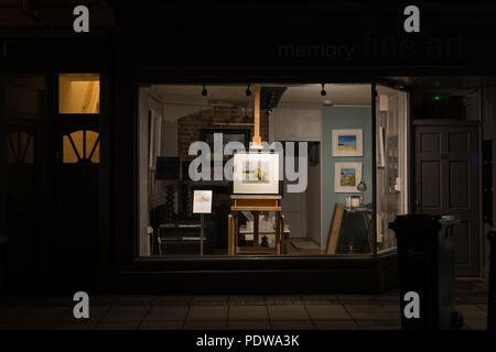 Picture Gallery and Artist Studio, Winchester Street, Salisbury, Wiltshire, England at night Stock Photo