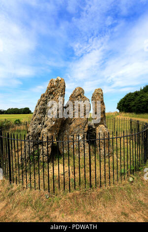 The Whispering Knights Stone Circle, Rollright Stones, near Chipping Norton town, Oxfordshire, England. Stock Photo