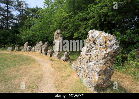 The Kings Men Stone Circle, Rollright Stones, near Chipping Norton town, Oxfordshire, England. Stock Photo