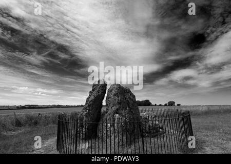 The Whispering Knights Stone Circle, Rollright Stones, near Chipping Norton town, Oxfordshire, England. Stock Photo