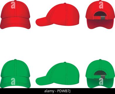 red and green caps on a white background Stock Vector