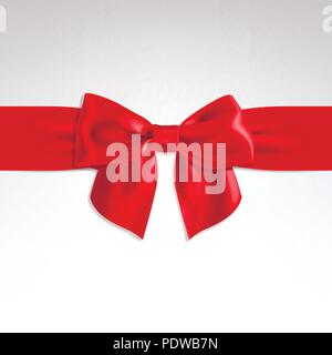 red bow of satin ribbon on a light background Stock Vector