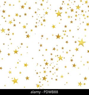 seamless pattern of decorative golden stars on a white background Stock Vector