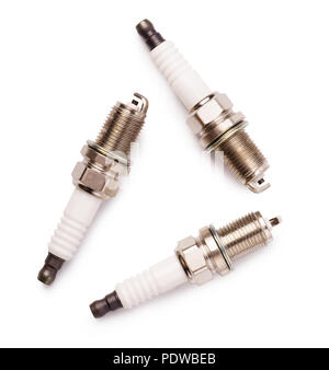 Spark plugs for the car isolated on white background Stock Photo