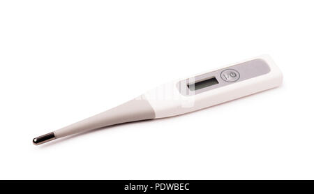 White body electronic digital thermometer isolated on a white background Stock Photo