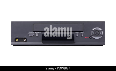 Old VHS video recorder isolated on white background Stock Photo