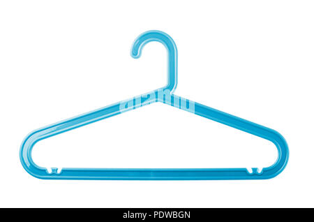 Blue plastic coat hanger isplated on a white background Stock Photo