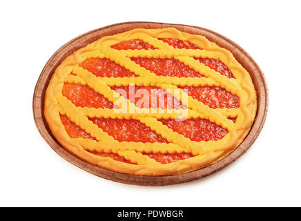 Cake with peach jam isolated on a white background Stock Photo