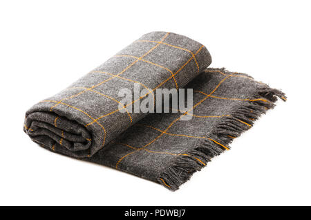 Grey checkered blanket isolated on a white background Stock Photo
