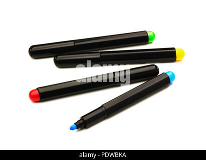 Colorful marker pen set on isolated background Stock Photo