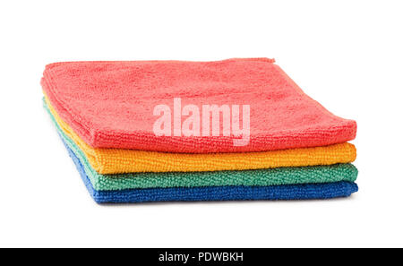 Colorful microfiber rugs isolated on a white background Stock Photo