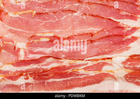 Row pink bacon as background Stock Photo